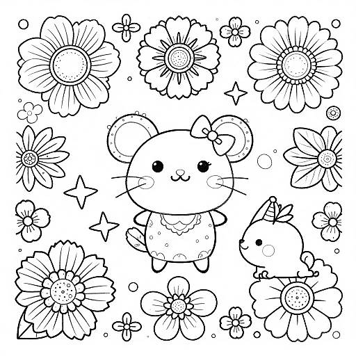 Intricate Floral and Animal Coloring Pages