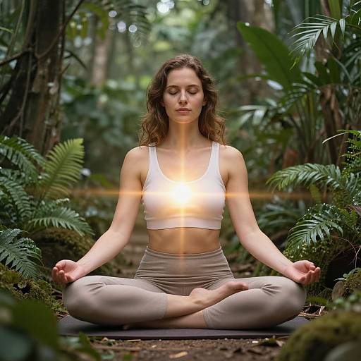 Meditating Woman with Kundalini Light