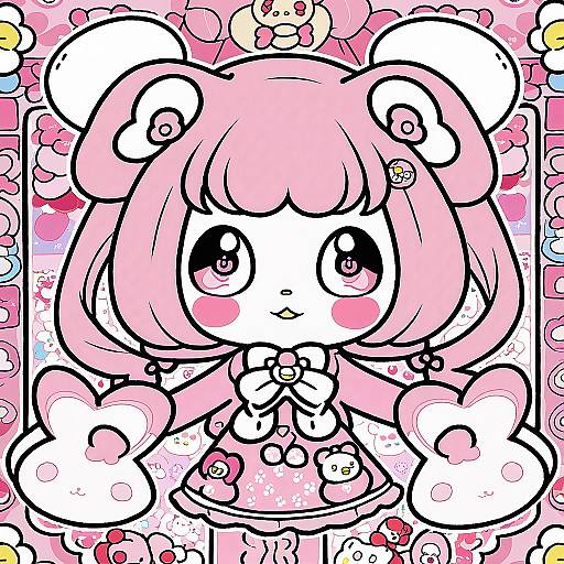 Illustration of My melody, sanrio in the style of Sumiyao (amam)