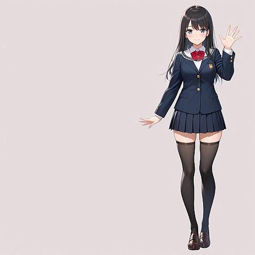 Anime Schoolgirl Waving