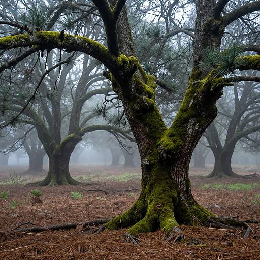 Bosque Nebuloso con Pinos Antiguos