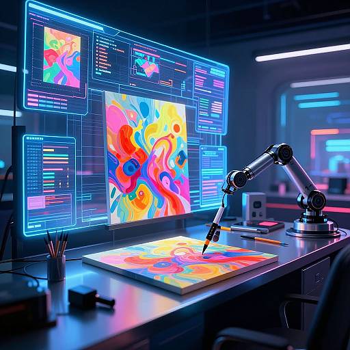 Futuristic AI Art Studio Creation