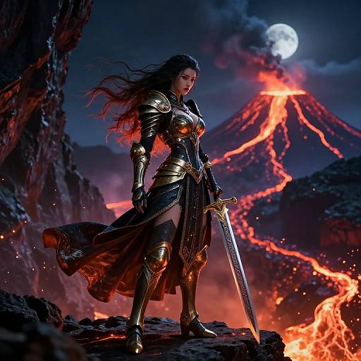 Vibrant Dark Fantasy Female Warrior