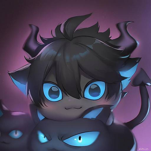 Illustration of Grim (twisted wonderland), twisted wonderland in the style of Deras