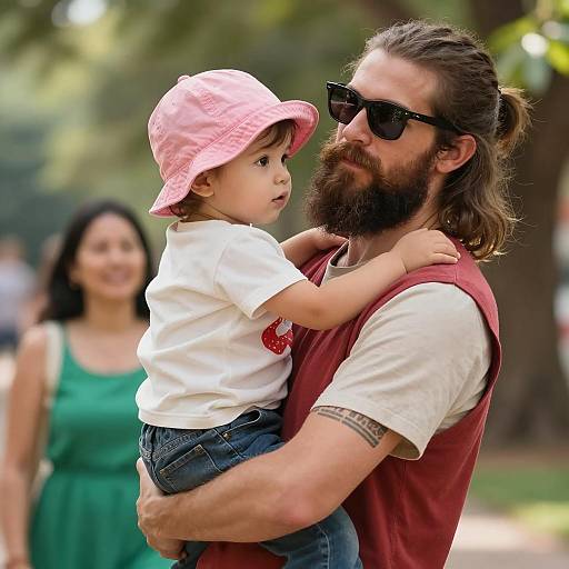Sunlit Family Moment in Nature