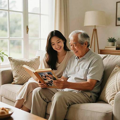 Elderly Man and Young Woman Memories