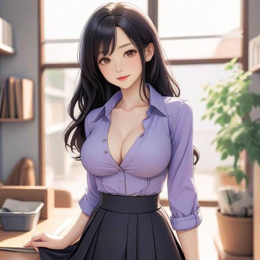 Manga Girl in Soft Lavender Attire