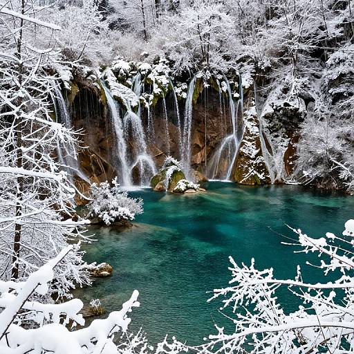 Snowy Lake and Canopy in Plitvice