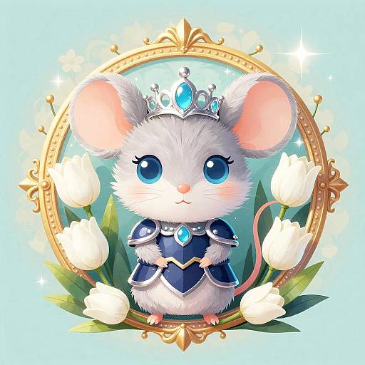 Chibi Mouse in Ornate Armor Medallion