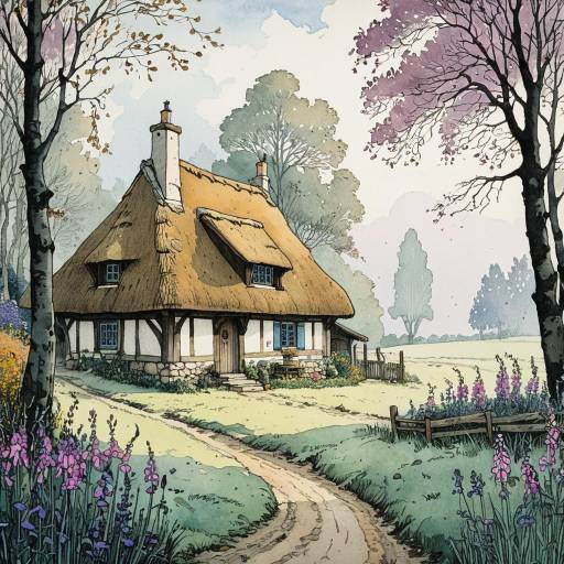 Cozy Medieval Flemish Cottage in Autumn Meadow