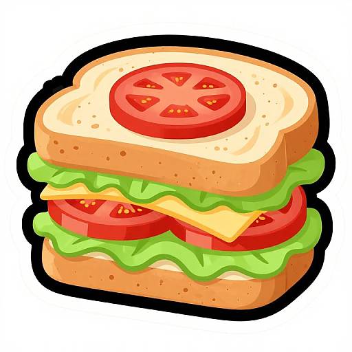 Playful Cartoon Sandwich Sticker