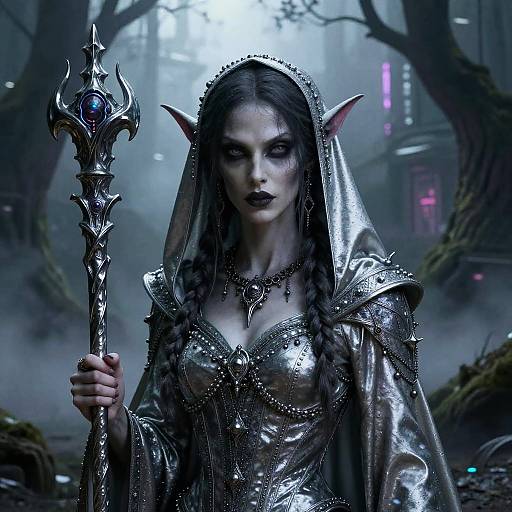 Horror Aasimar in Misty Tree City