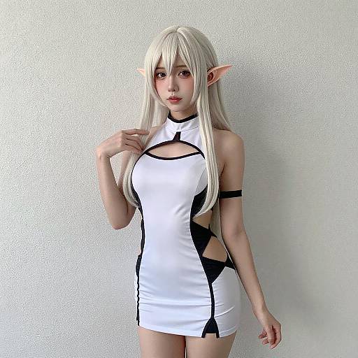 Elegant Lusamine Cosplay with Thigh Cutouts