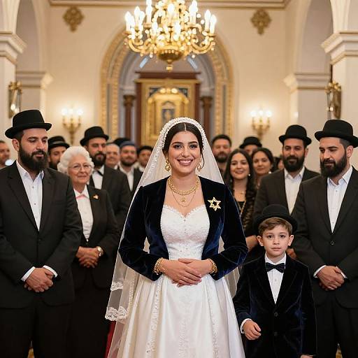 Joyful Jewish Bride in Synagogue