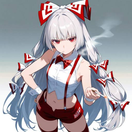 Elegant Girl with Cigarette and Bowtie