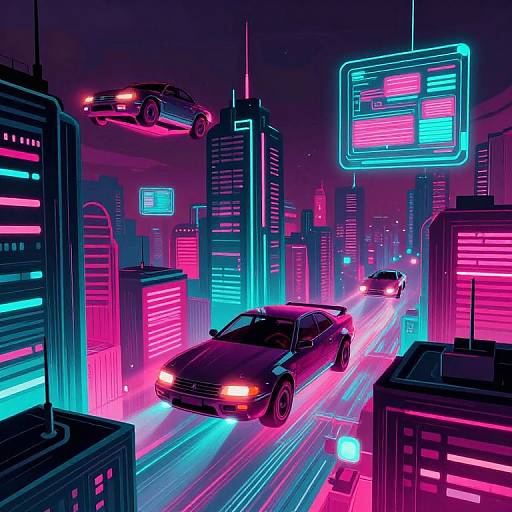 Retro Cyberpunk Neon Cityscape