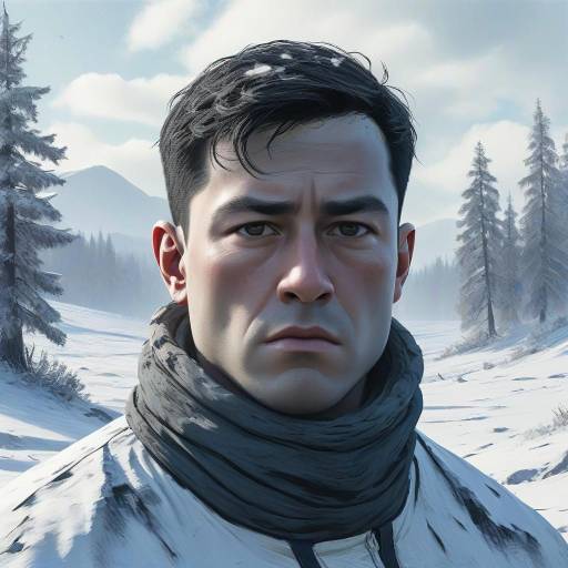 Portrait of Man in Winter Landscape