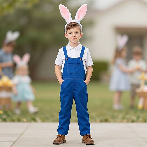 Boy in Easter Bunny Costume Outdoors