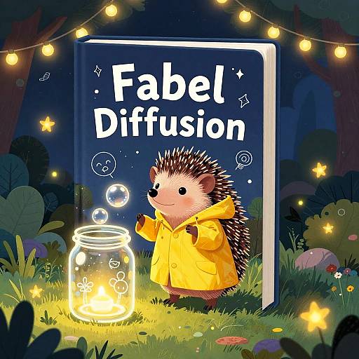 Moonlit Hedgehog with Glowing Story Jar