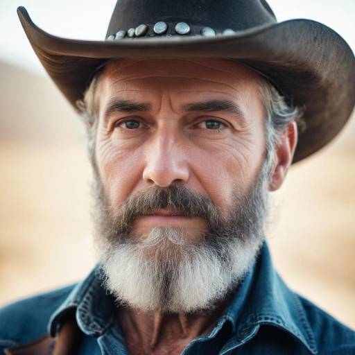Portrait of Mature Bearded Cowboy Man