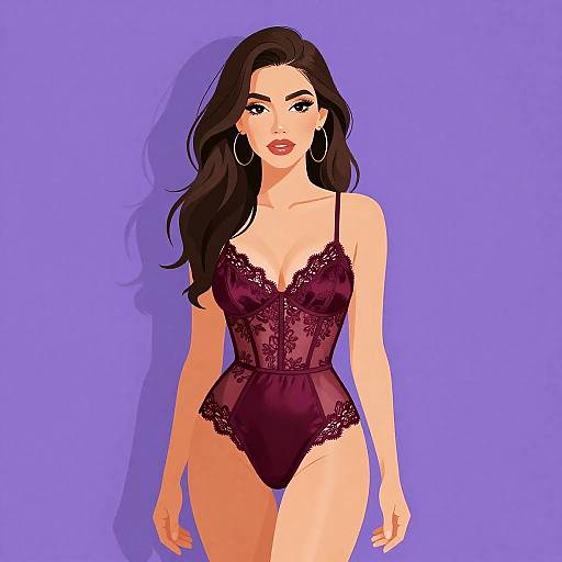 Elegant Woman in Burgundy Satin Romper