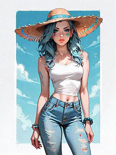 Stylish Bohemian Woman in Casual Attire