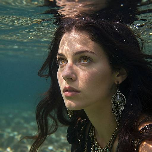 Enigmatic Viking Woman Underwater Portrait