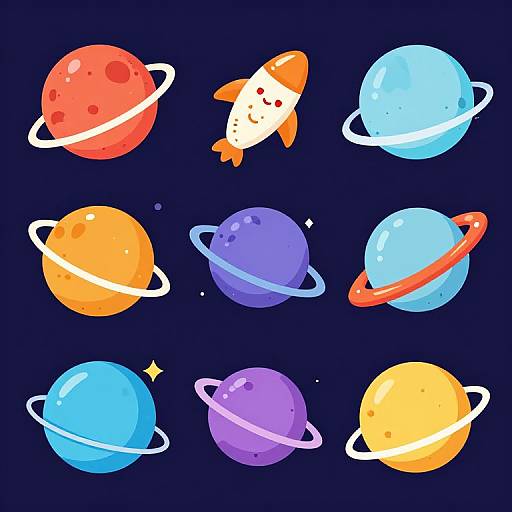 Space Topic Vector Illustration Set