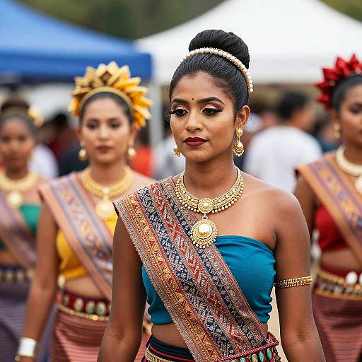 Colorful Festival Woman in Headpiece