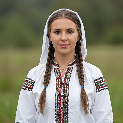 Traditional Ukrainian Woman in Braided Hood