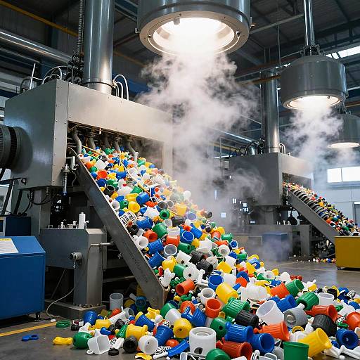 Futuristic Plastic Recycling Factory Interior
