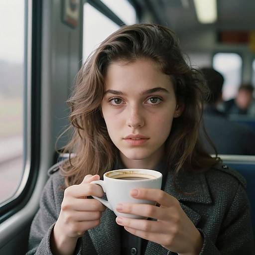 Vintage Model Portrait on a Train