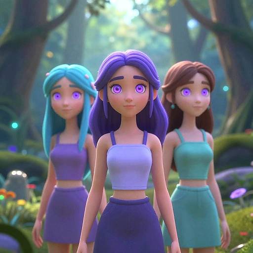 Mystical Girls with Purple Eyes