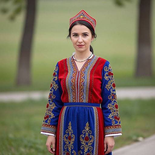 Serbian Folk Woman in Traditional Dress