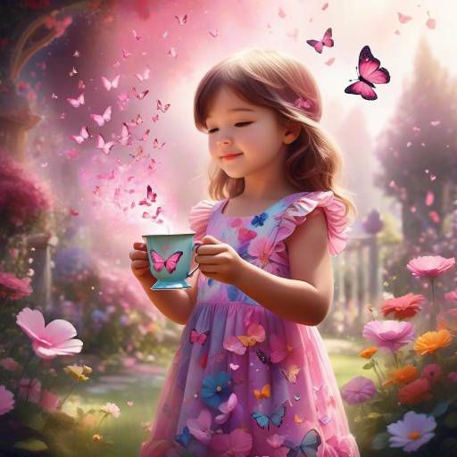 Whimsical Garden with Colorful Child