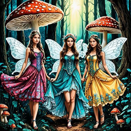 Enchanting Fairies in a Mushroom Forest Enchanting Fairies in a Mushroom Forest