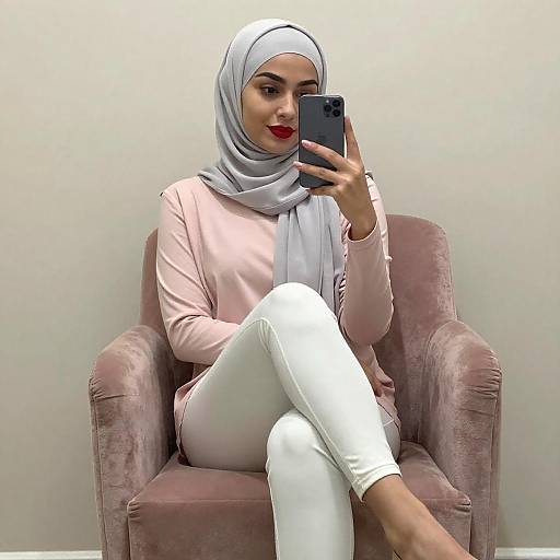 Stylish Woman Taking Mirror Selfie