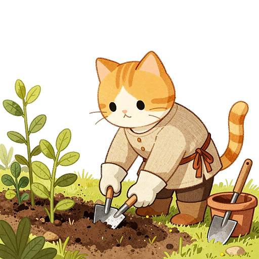 Medieval Gardener Mole in Garden