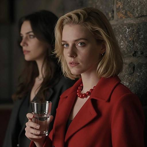 Two Women in Dimly Lit Setting