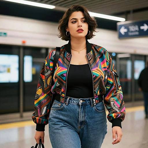 Plus-Size Undercut in Neon Subway