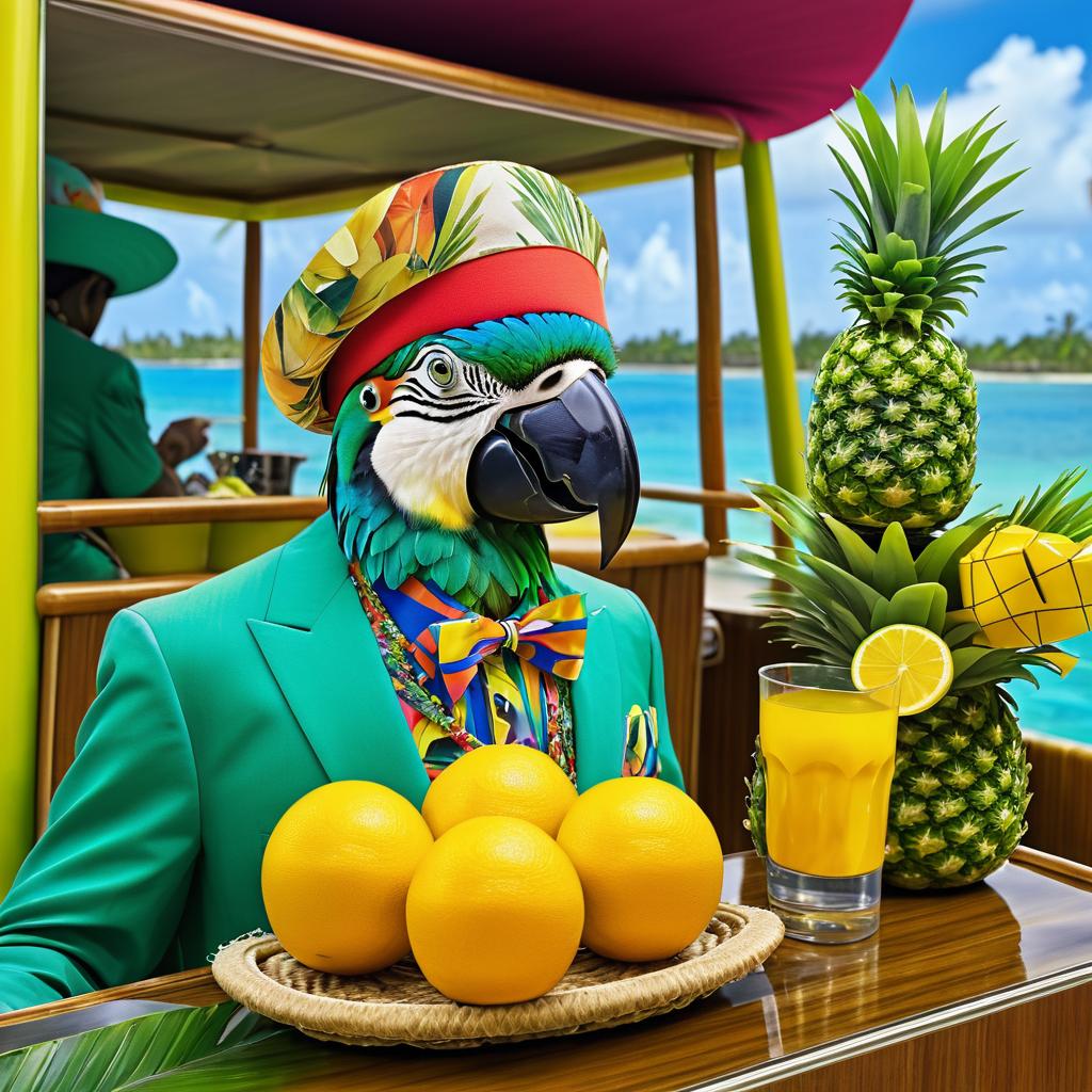 Maximalist Parrot on a Stylish Boat