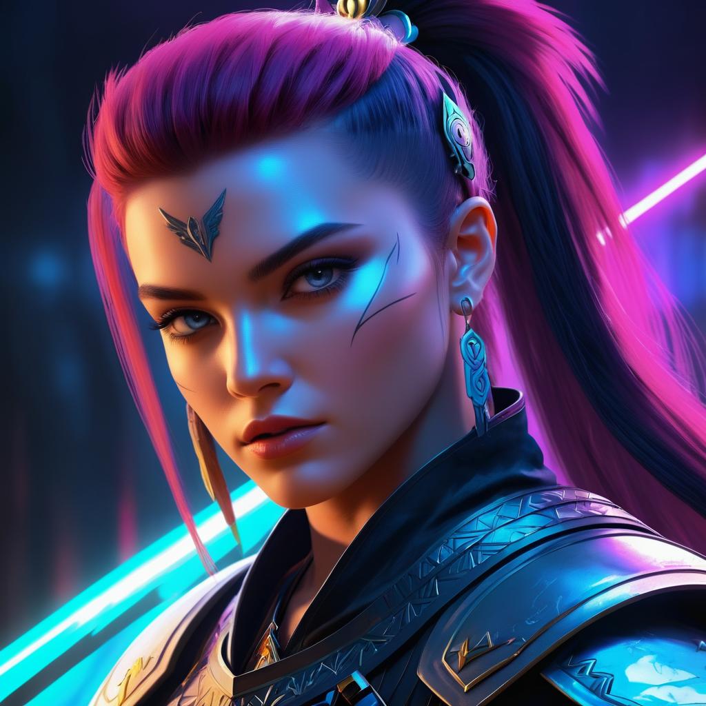 Fierce Cyberpunk Warrior Princess Portraits