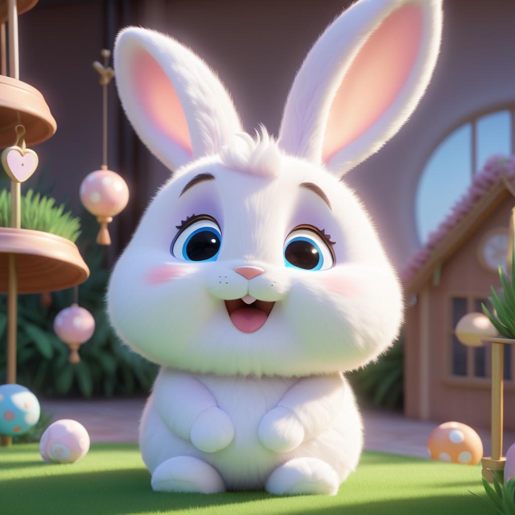 Charming 3D Bunny in Dreamy Scene