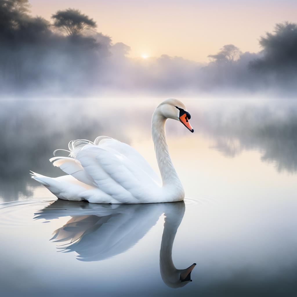 Elegant Swan Portrait in Tranquil Dawn