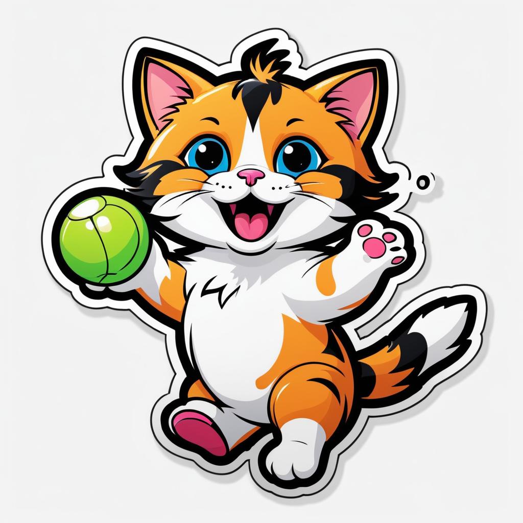 Playful Cat Cartoon Sticker Design