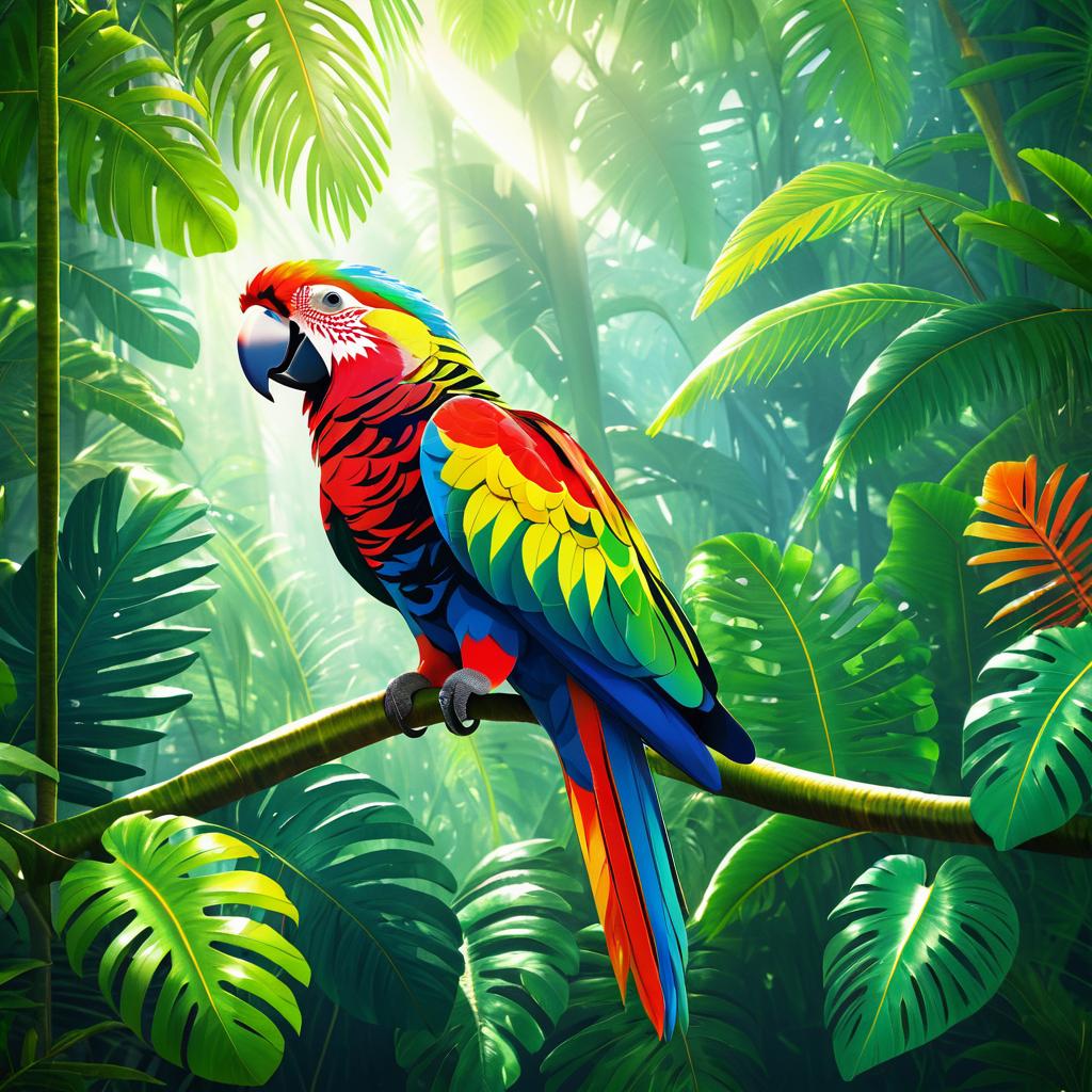 Vibrant Parrot in Tropical Rainforest