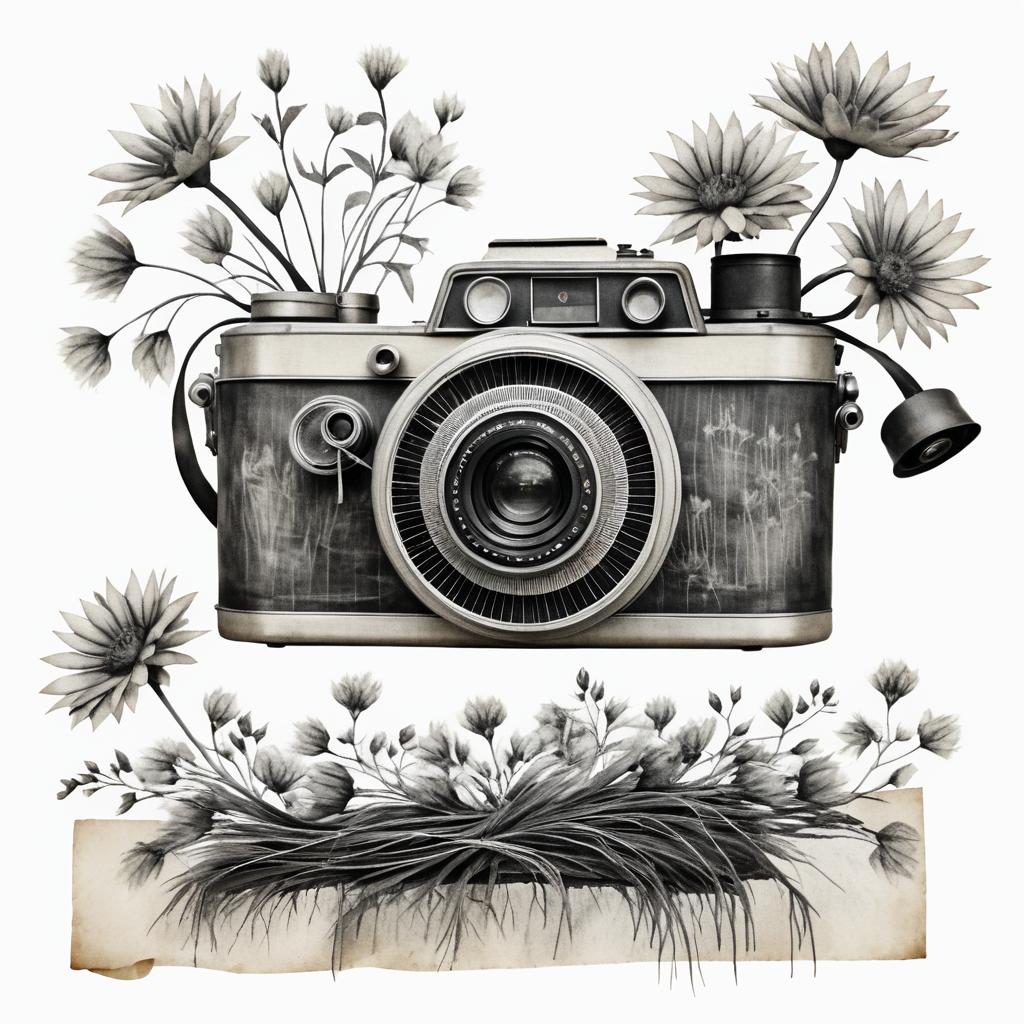 Vintage Camera with Blossoming Roots