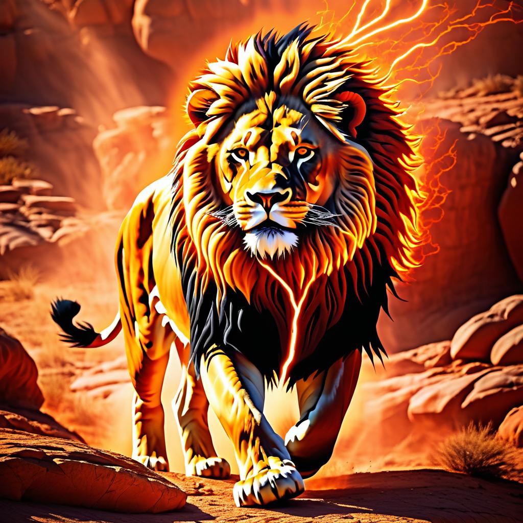 Majestic Lion with Fiery Glow