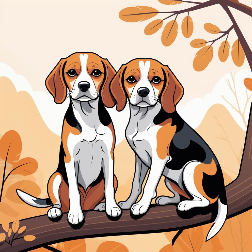 Charming Beagles Cuddling in Whimsy