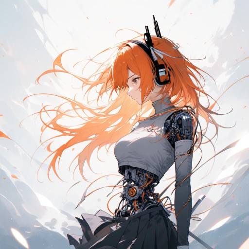 Cyborg Cowgirl with Orange Features